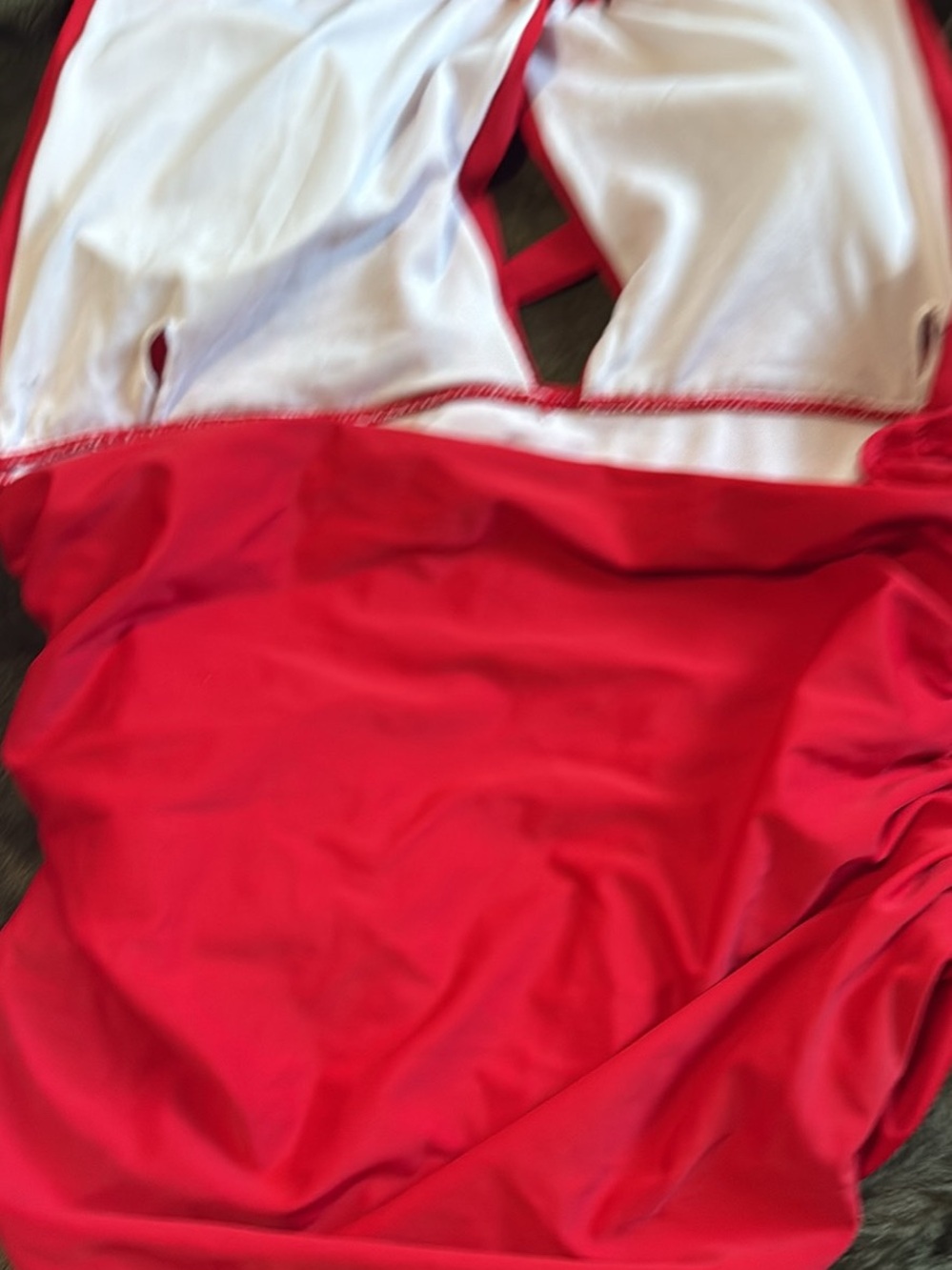 Red One-Piece Swimsuit with Front Keyhole - Picture 3 of 4